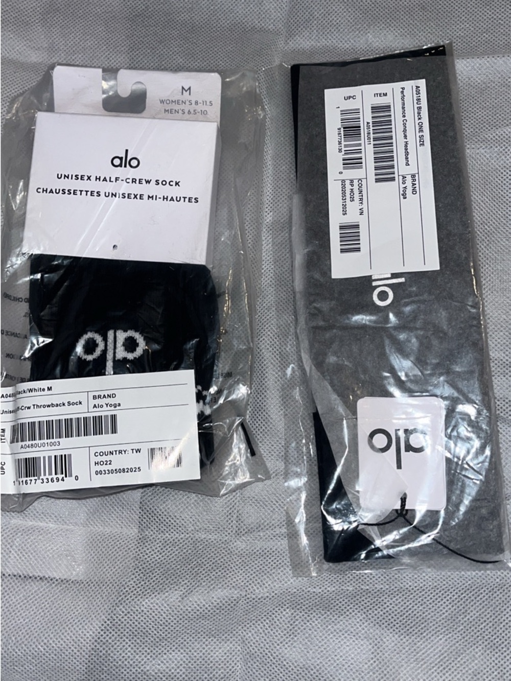 ALO Yoga Black Unisex Half-Crew Socks & Headband Pair